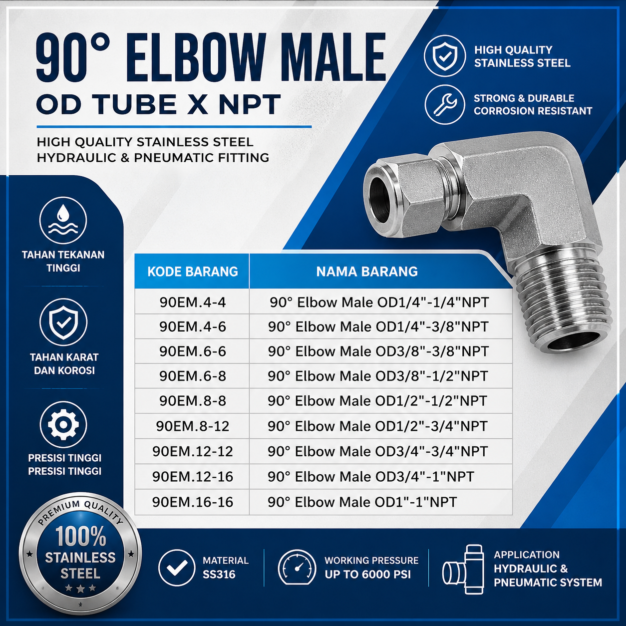 90° Elbow Male - Gambar 2
