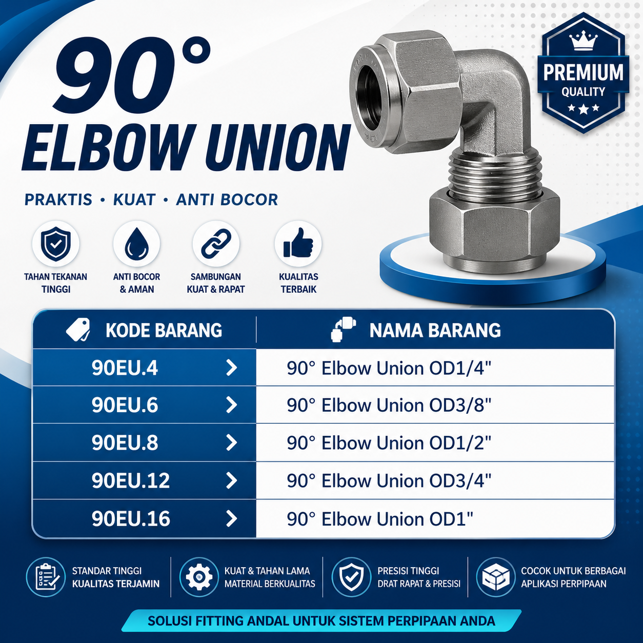 90° Elbow Union - Gambar 2