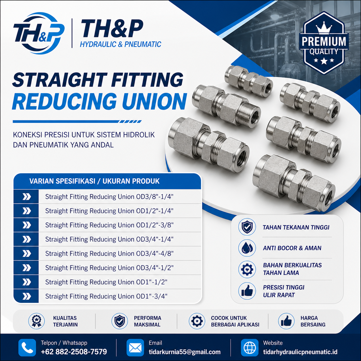 Straight Fitting Reducing Union - Gambar 2
